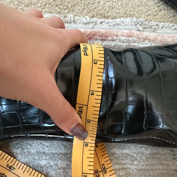 Black Croc-Embossed thigh High Boots - Picture 11 of 12